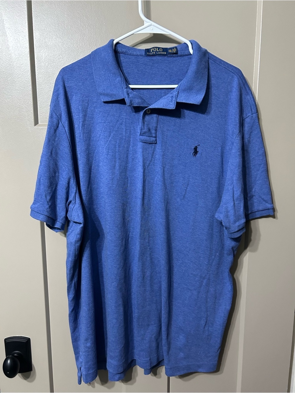 Ralph Lauren Men’s Heather Blue Polo Shirt with Navy Pony 💯 cotton
